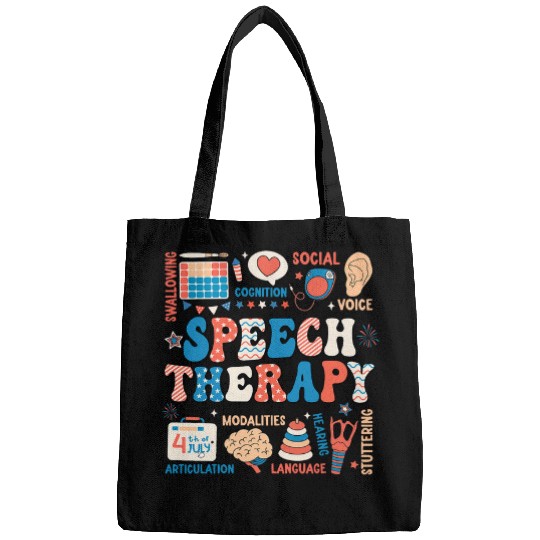 Speech Language Pathologist USA Flag SLP Pathology 4th July Bags