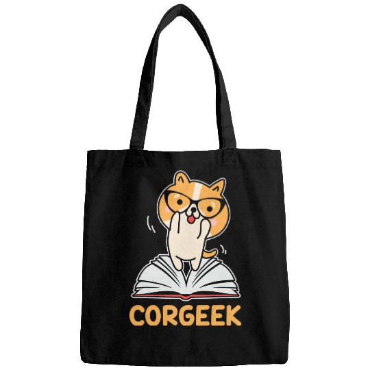 Funny Corgi Geek Corgeek Book Lovers Gift design 5 Bags