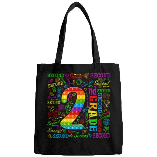 Pop It 2nd Grade Typography Back To School Student Teacher Bags