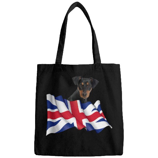 Union Jack Flag Dog German Pinscher Bags