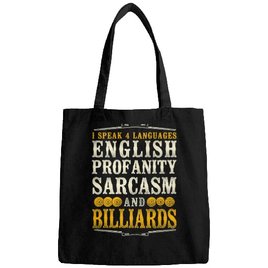 Billiards Pool Player Ball vintages I Speak 4 Languages Bags