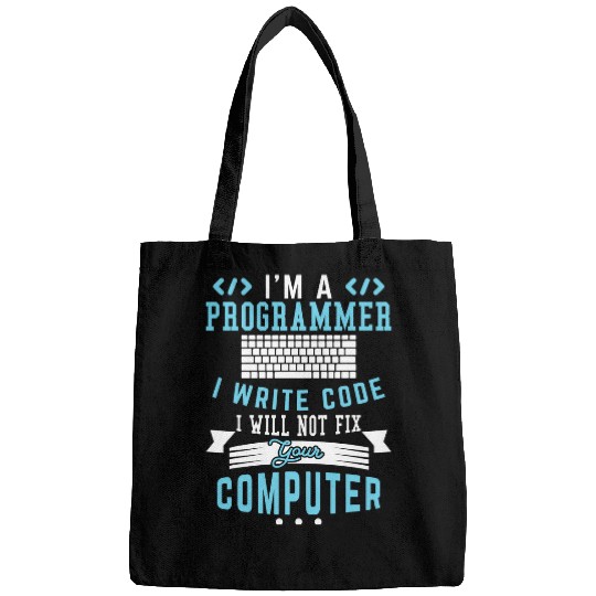 Im A Programmer I Write Code Funny Computer Programmer Pun Bags