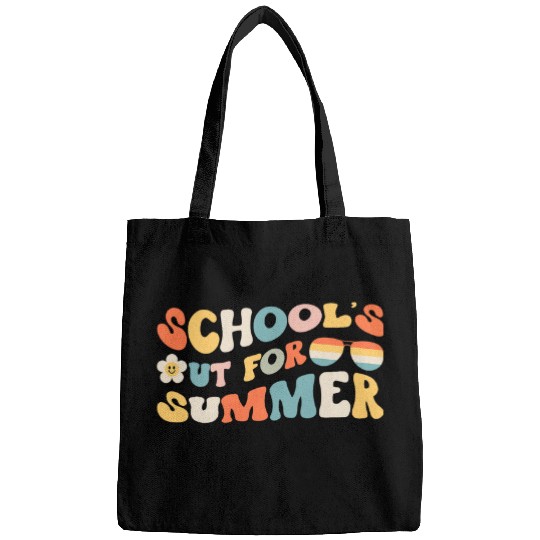 Schools Out For Summer Retro Groovy Teacher Summer Bags