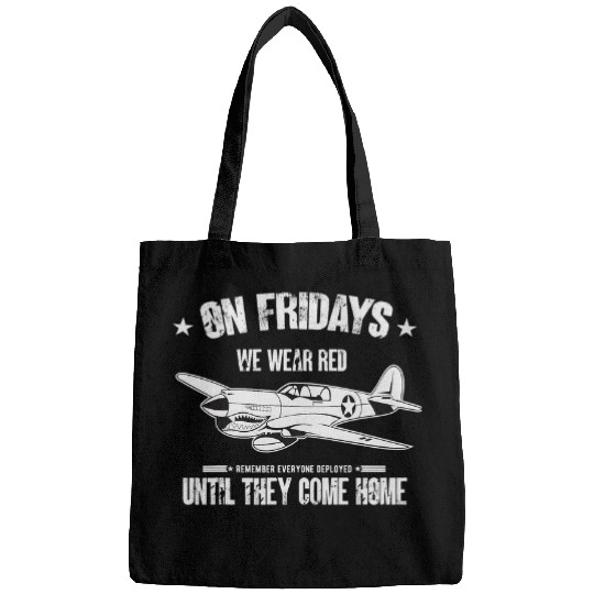 On fridays we wear Red USA troop support american military Bags