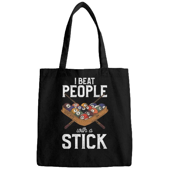 I Beat People With A Stick Funny Billiard Pool Player Bags