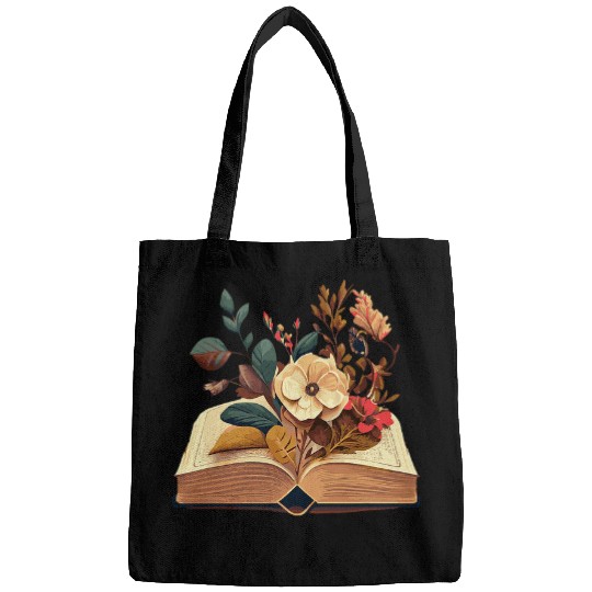 Floral Cute Book Lover Aesthetic Flower Book Reading Teacher Bags