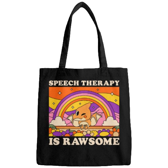 Speech Therapy Is Rawsome Dinosaur Language Therapist Retro Bags