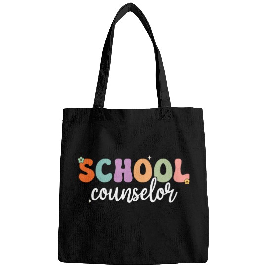 School Counselor Groovy Retro Back To School Counselor Bags