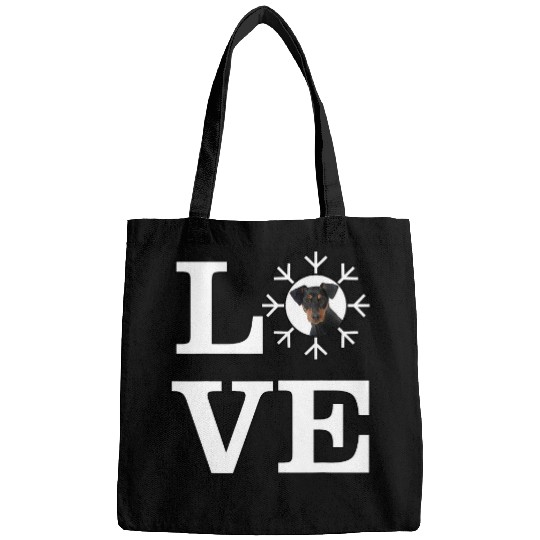 Love Snowflake Dog German Pinscher Bags