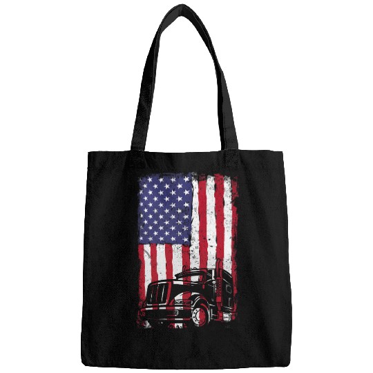 Trucker 18 Wheeler Freighter Truck Driver US Flag Bags