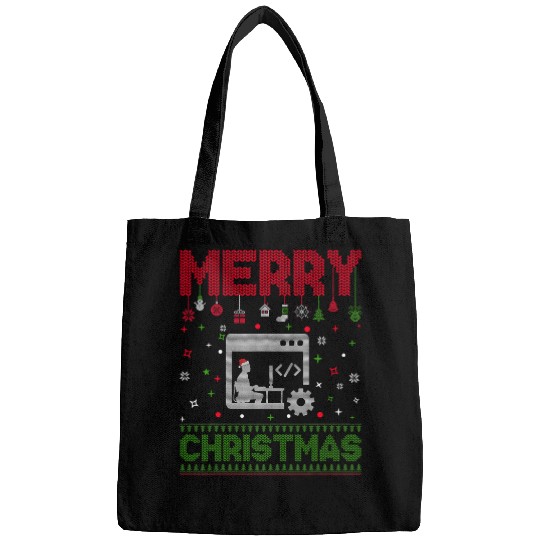 Ugly Holiday Sweater Christmas Funny Programmer Graphic Bags