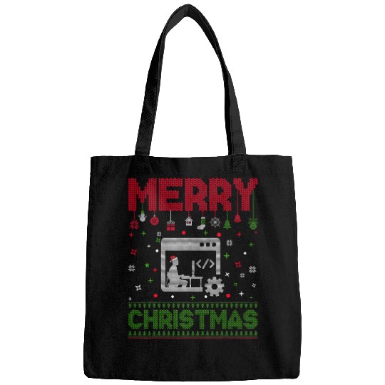 Ugly Holiday Sweater Christmas Funny Programmer Graphic Bags