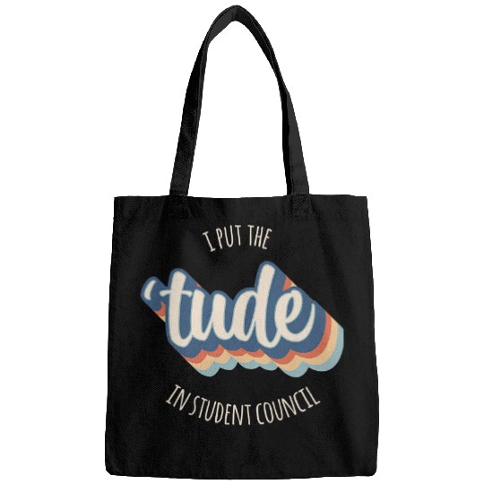 I Put the Tude in Student Council Funny Retro Rainbow Bags