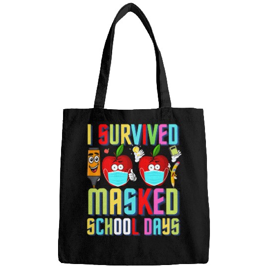 I Survived 100 Masked School Days Student Teacher Cute 1 Bags