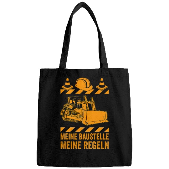 Bulldozer construction site house construction worker slogan 1 Bags