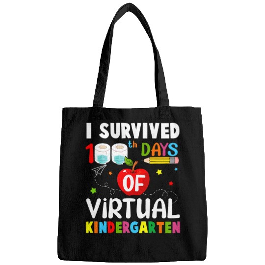 I Survived 100th Day of Virtual Kindergarten Student Teacher Bags