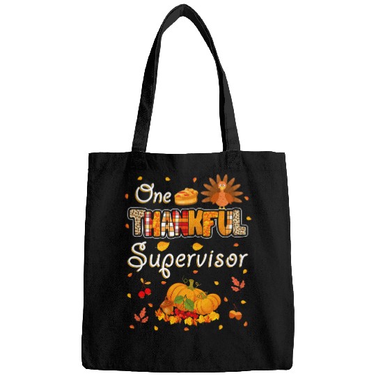 One Thankful Supervisor Fall Leaves Autumn Thanksgiving Bags