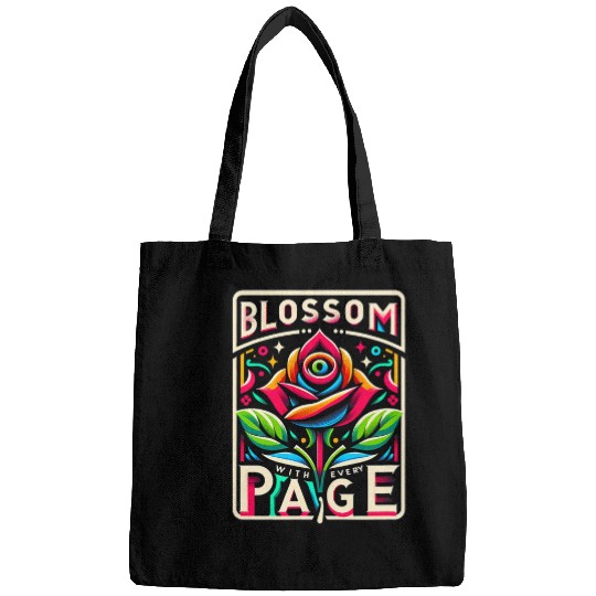 Blossom With Every Page Lovey Library Reading Lovers Bags