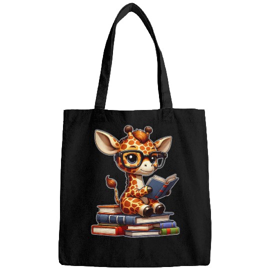 Funny giraffe reading Bookworm Book Lovers Bags