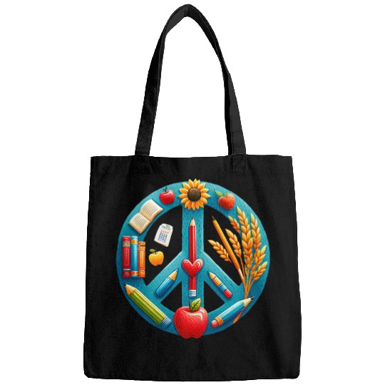 Vibrant Peace Teacher Symbol Sunflower Wheats Floral Blossom 1 Bags