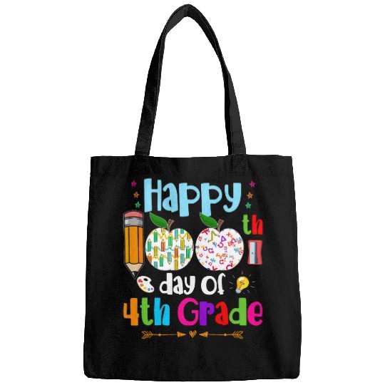 happy 100th day of school 4th grade teacher or student kids Bags