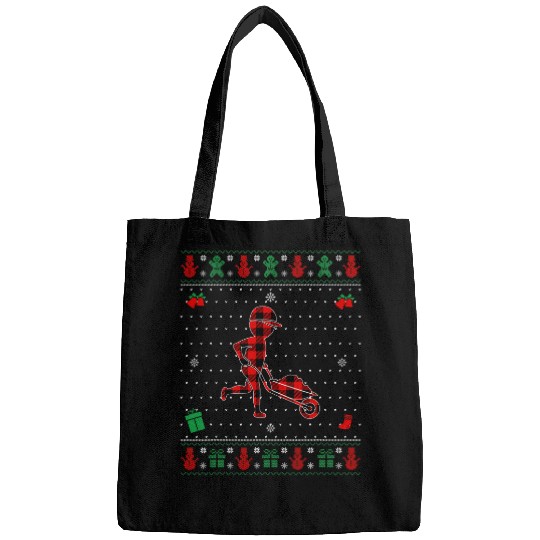 Ugly Christmas Red Plaid Construction Worker Matching Pajama Bags