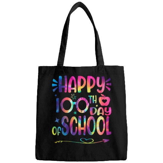 Happy 100th Day Of School Tie Dye Teacher Student 100 Days Bags
