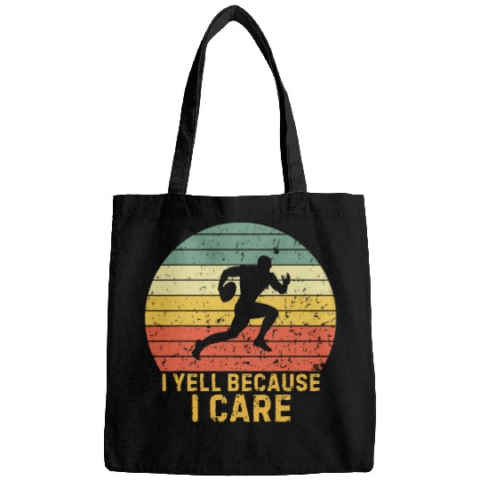 Funny I Yell Because I Care Rugby Union Sport Lovers vintages Bags