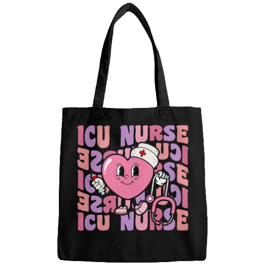 Groovy ICU nurses Funny Valentines Day Intensive Care Unit Bags