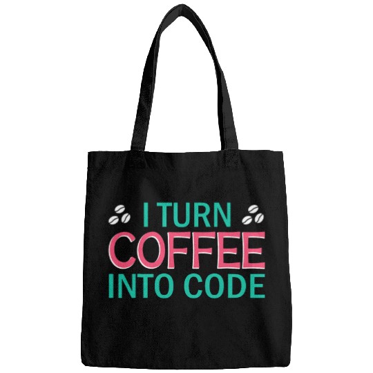 I Turn Coffee Into Code Coding Pun Computer Programmer 2 Bags