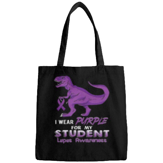 I Wear Purple for My Student Lupus Awareness Dinosaur Bags