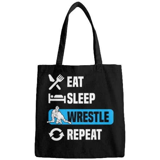 Funny Eat Sleep Wrestle Fighting Quote Heavyweight Design Bags