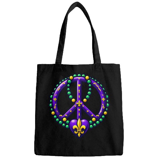 Mardi Gras Hearts Cute Outfit Women Peace Love Mardi Gras 2 Bags