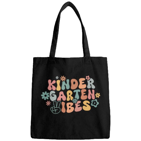 Groovy Hello Kindergarten Vibes Retro Teacher Back To School Bags