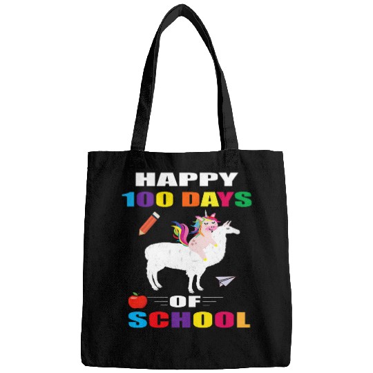 Happy 100th Day of School Unicorns Riding Llama Bags