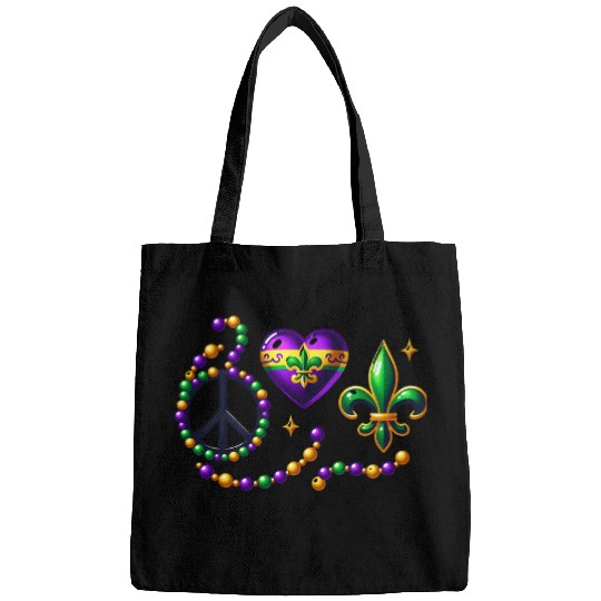 Mardi Gras Hearts Cute Outfit Women Peace Love Mardi Gras 1 Bags