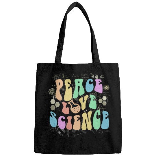Groovy PEACE LOVE SCIENCE Technology Vibes Teacher Team Bags
