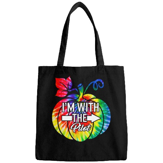 Im With Pilot Couple Matching Halloween Costume Tie Dye Bags