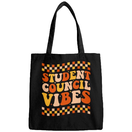 Student Council Vibes Retro Groovy School Student Council 1 Bags