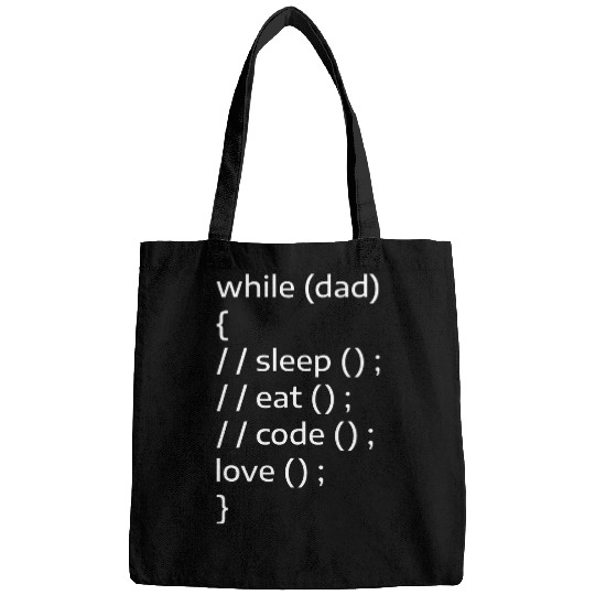 While Dad Sleep Eat Code Love Programmer Programming Coder Bags