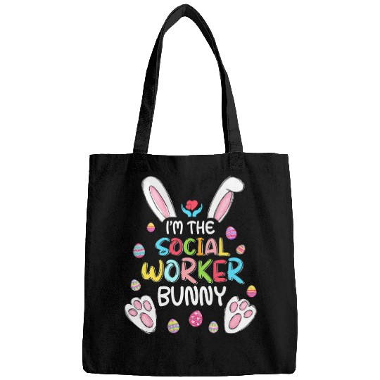 Im The Social Worker Bunny Cute Rabbit Easter Eggs Bags