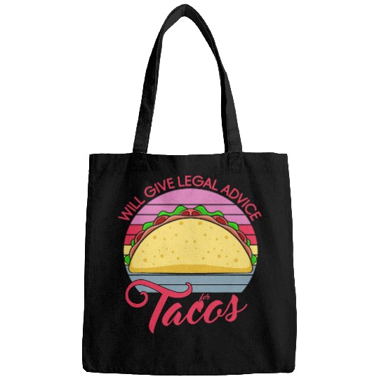 Will Give Legal Advice For Tacos Funny Lawyer Law Student Bags