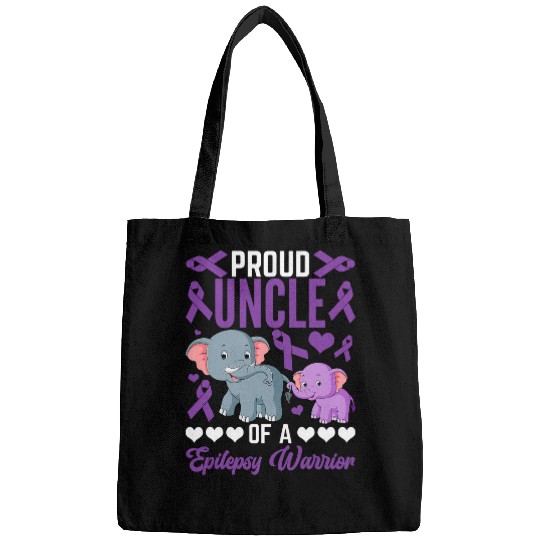 Proud Uncle Of A Epilepsy Elephants Purple Ribbon Bags