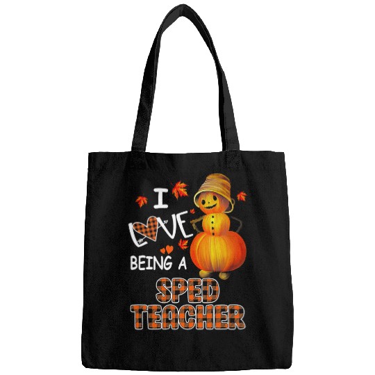 I Love Being A Sped Teacher Pumpkin Autumn Leopard Halloween Bags