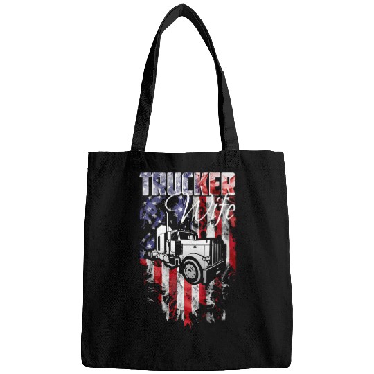 TRUCKER WIFE Proud Truck Driver Wife USA Flag Truckers Wife Bags
