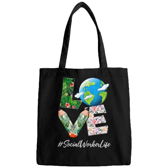 Social Worker Love World Earth Day Save the Planet Bags
