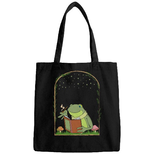 Cottagecore Frog Book Design for a Nature Lover 2 Bags