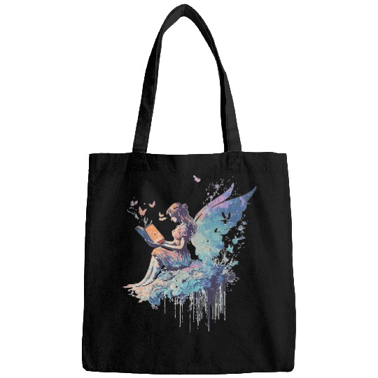 Cottagecore Fairy Reading Book Pastel Goth Watercolor Bags