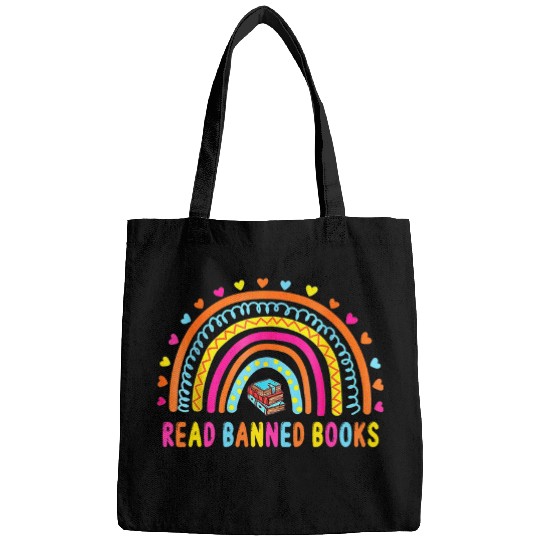 I Read Banned Books vintages Rainbow Reading Book Lover Bags