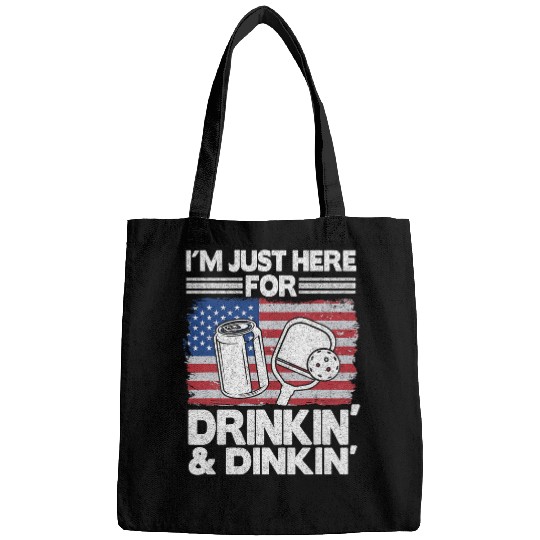 Im Just Here For Drinking Dinking Beer US Flag Pickleball Bags
